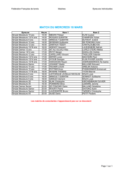 MATCH DU MERCREDI 18 MARS