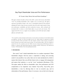 Say Pays! Shareholder Voice and Firm Performance