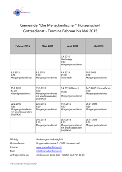 Gemeinde "Die Menschenfischer" Hunzenschwil Gottesdienst