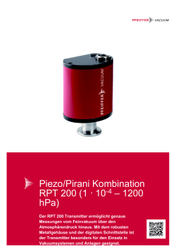Piezo/Pirani Kombination RPT 200 (1 · 10-4