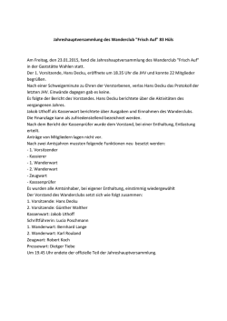 Jahreshauptversammlung des Wanderclub