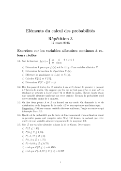 Eléments du calcul des probabilités Répétition 3