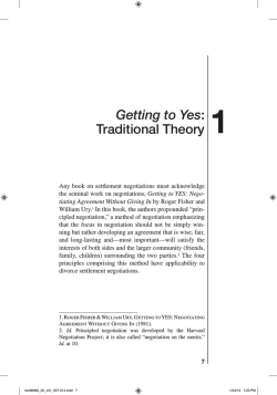 1 Getting to Yes: Traditional Theory