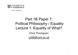 Part 1B - Political Philosophy - Equality - Lecture 1