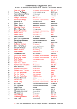 Startliste 2015 Jagdturnier