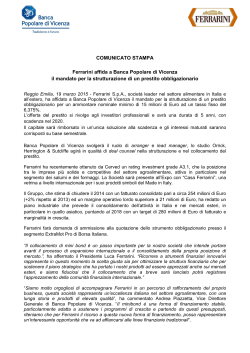 COMUNICATO STAMPA Ferrarini affida a Banca Popolare di