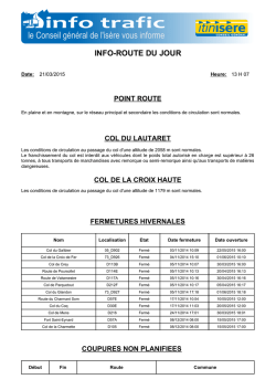 INFO-ROUTE DU JOUR