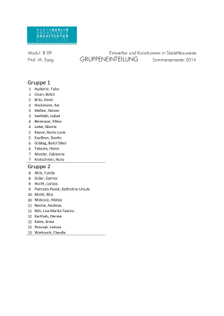 GRUPPENEINTEILUNG Gruppe 1 Gruppe 2