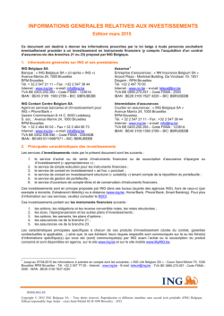 informations generales relatives aux investissements