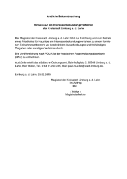 Interessenbekundungsverfahren f&uuml;r die Errichtung