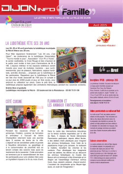Dijon Info Famille du mois d`avril 2015 est en ligne.