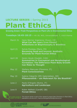 Plant Ethics - Lecture Series