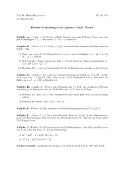 Klausur Einführung in die Algebra: Galois Theorie