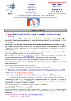 Message n&deg; 24 du 19 Mars 2015