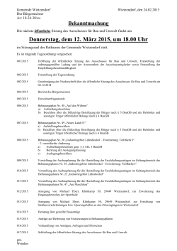 Tagesordnung des Ausschusses für Bau und Umwelt 12.03.2015