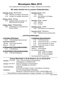 Veranstaltungsplan - Gemeinde Hohendubrau