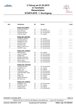 Startliste 3. Talcup am 01.03.2015 in Tannheim