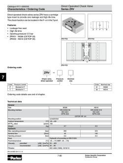 Direct Operated Check Valve Series ZRV Characteristics