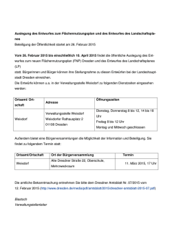 Auslegung des Entwurfes zum Fl&auml;chennutzungsplan und