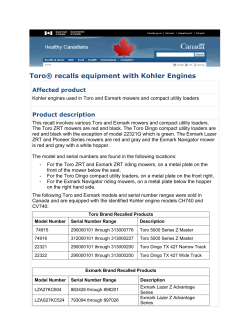 Toro® recalls equipment with Kohler Engines