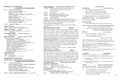 DOMENICA 15 MARZO 2015 4.ta DOMENICA DI QUARESIMA 9:30
