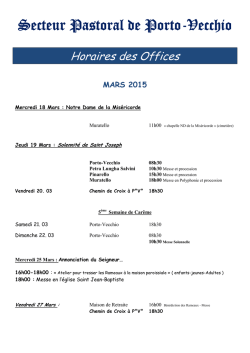 Horaires des offices - Secteur Paroissial de Porto Vecchio