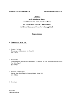 Einladung Bauausschusssitzung öffentlicher Teil am 23.02.2015