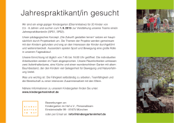 Jahrespraktikant/in gesucht