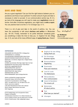 GIVE AND TAKE INHALT - Abo & Shop / Spotlight Verlag