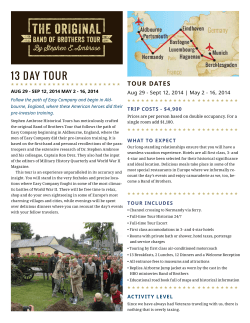 Itinerary - The Original Band of Brothers Tour