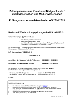 2. Prüfungszeitraum WiSe 2014/15 - Institut für Kunst