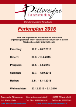 Ferienplan 2015 - Tanzstudio Pittoresque