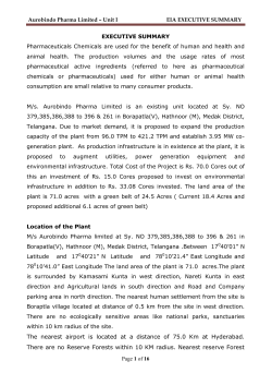 Ms. Aurobindo Pharma Ltd., unit – I ,Ex Summary in English