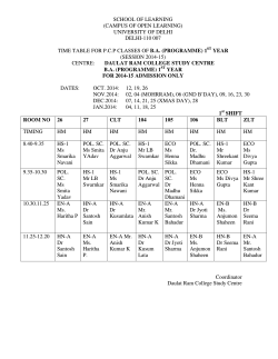 university of delhi delhi-110 007 time table for pcp classes of ba