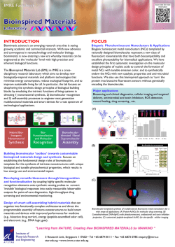 INTRODUCTION FOCUS Synthesis Recognition - IMRE