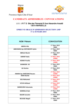 Liste des Admissibles - AMP Marseille