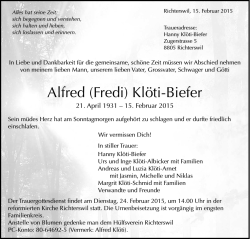 Alfred (Fredi) Klöti-Biefer - sich