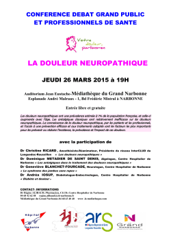 Conférences Douleurs Neuropathiques 26 mars 2015