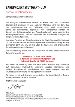 Sehr geehrte Damen und Herren, die Stuttgart-21