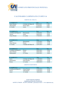Calendario colcio 5 open 16 - Centro Sportivo Italiano Comitato di