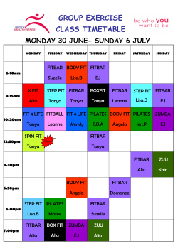 GROUP EXERCISE CLASS TIMETABLE