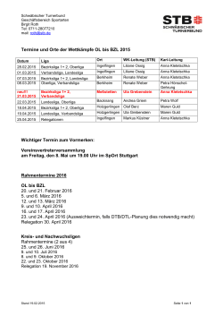 Informationen kurz vor Ligabeginn Stand 23.02.2015