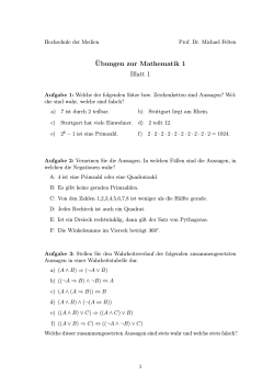 ¨Ubungen zur Mathematik 1 Blatt 1