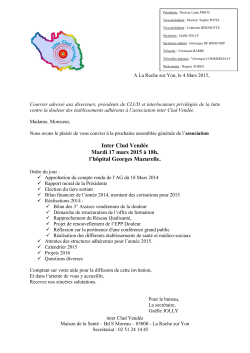 Assemblée Générale de l`inter Clud Vendée, le 17 mars 2015 à 18h