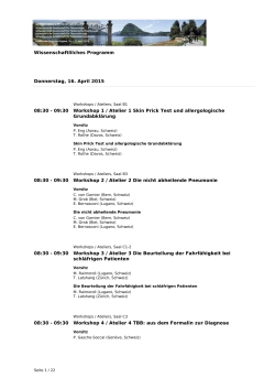 Wissenschaftlilches Programm Donnerstag, 16. April 2015 08:30