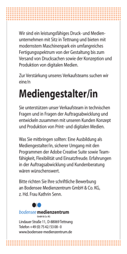 Mediengestalter/in - Bodensee Medienzentrum