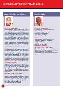 I-CURRICULUM VITAE (CV) YOFAKE ISICELO