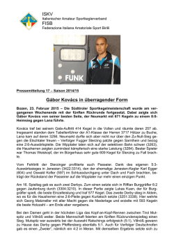 ISKV FISB Gábor Kovács in überragender Form