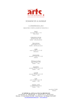 DOMAINE DE LA MUSIQUE - Académie des Arts de la Ville de