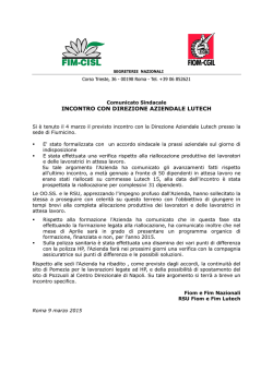 incontro con direzione aziendale lutech - Portale della Fiom
